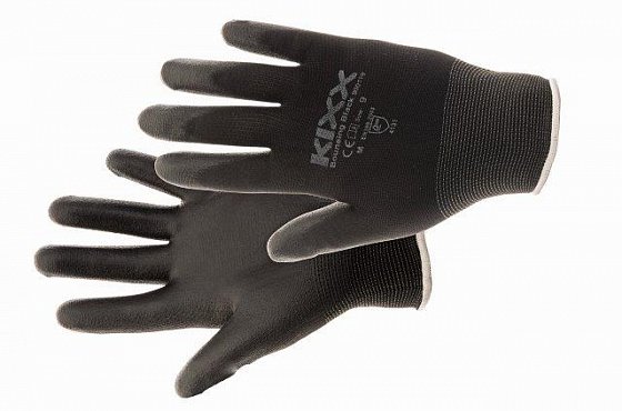 CERVA - BOUNCING BLACK rukavice nylonové PU dlaň černá - velikost 8